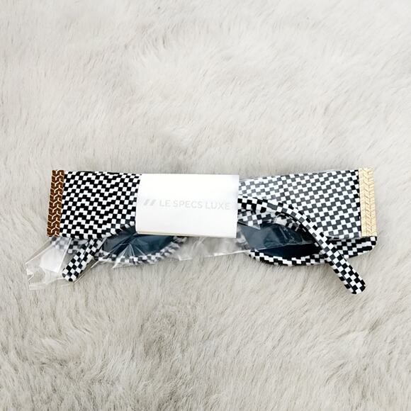 NEW Le Specs Bow Down Monochrome Black and White Checkered Unisex Sunglasses main image 7